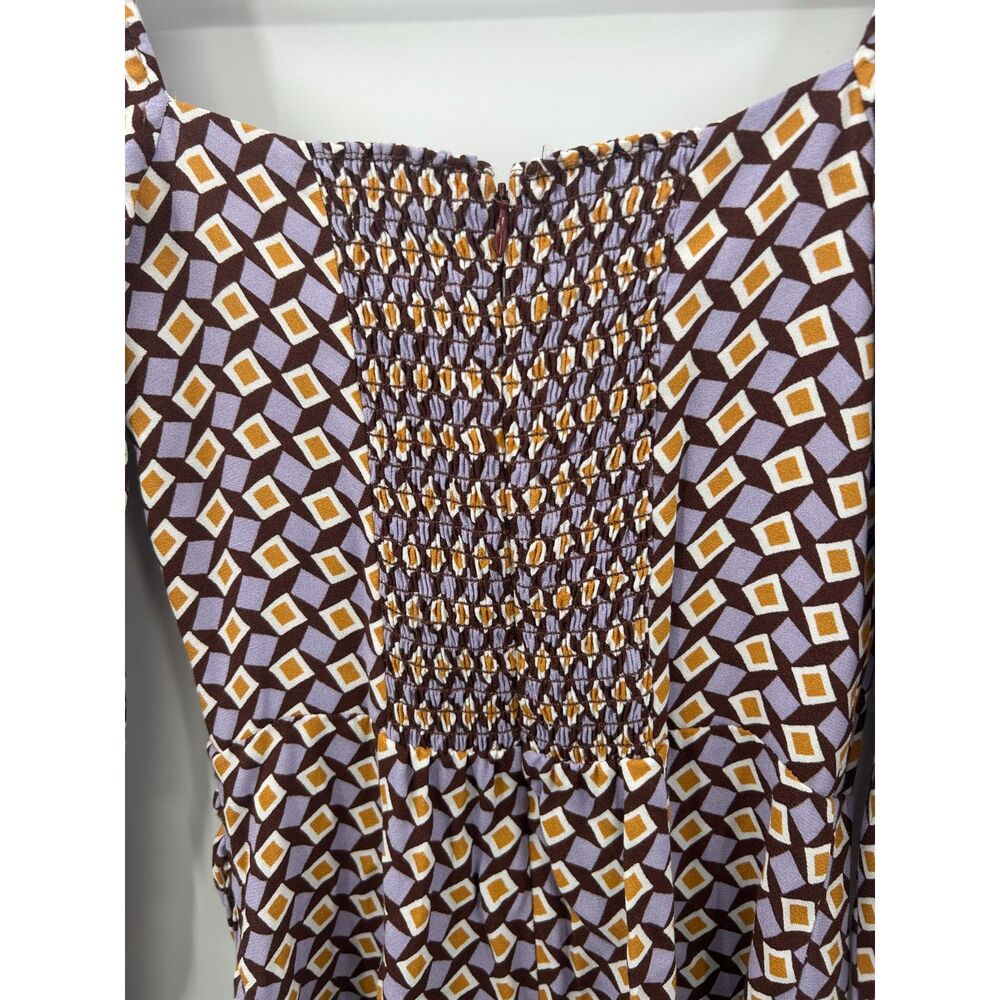 Reformation Hilda Midi Dress Long Sleeves Plaza Print Purple Abstract Size 2 - Picture 5 of 6